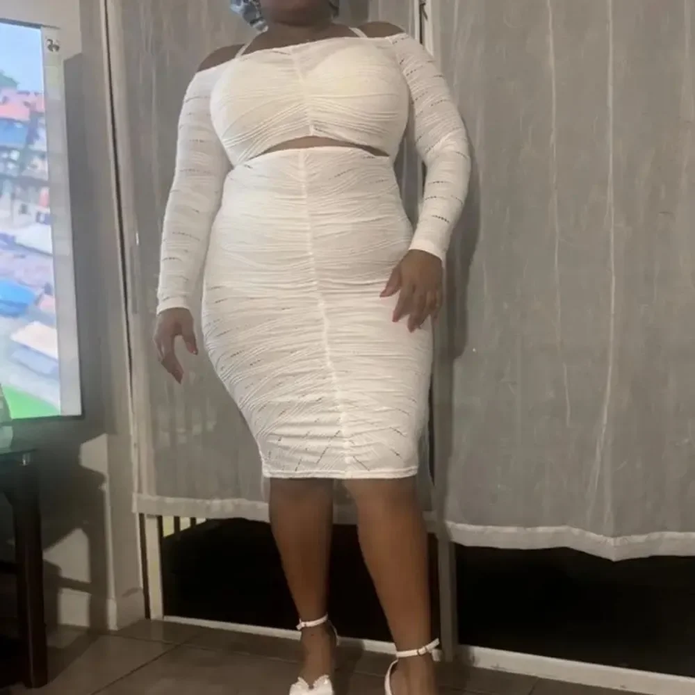 Elegant White Off-Shoulder Dress Sz Large
